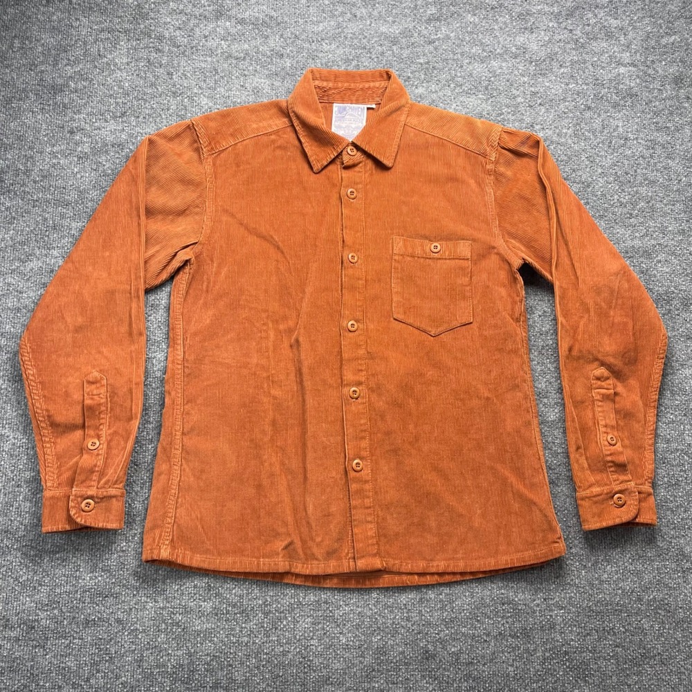 Jungmaven Ventura Mens Hemp Cotton Corduroy Shirt Rust Orange Small Made in USA